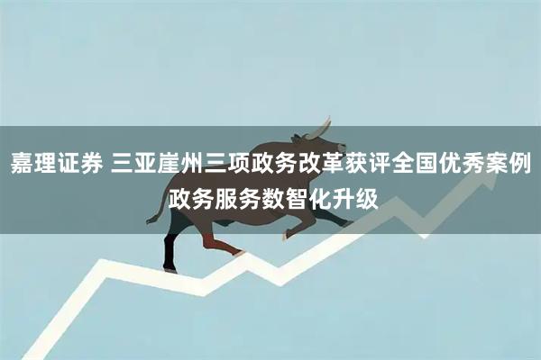 嘉理证券 三亚崖州三项政务改革获评全国优秀案例 政务服务数智化升级